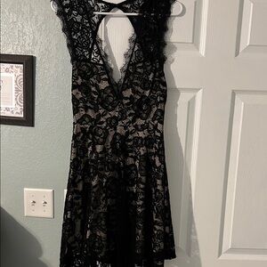 Elegant Black open back Lace Dress